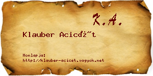 Klauber Acicét névjegykártya